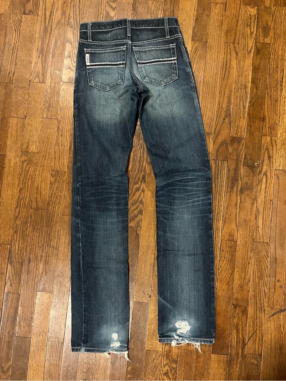 Cinch Men's Dark Blue Slim Straight with Distressed Hem 27x38